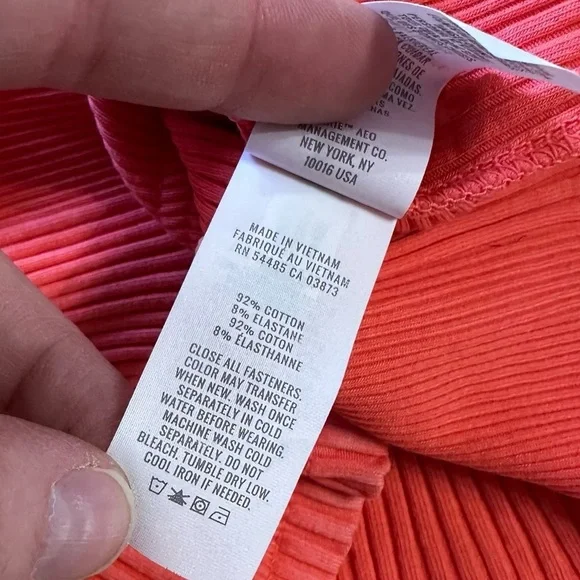 Aerie Road Trip Long Sleeve Henley Coral Ribbed Lounge Comfy Size Medium - Picture 5 of 8